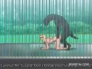 Bystiga animen adolescent fitta spikade hård av gigantisk vid den zoo